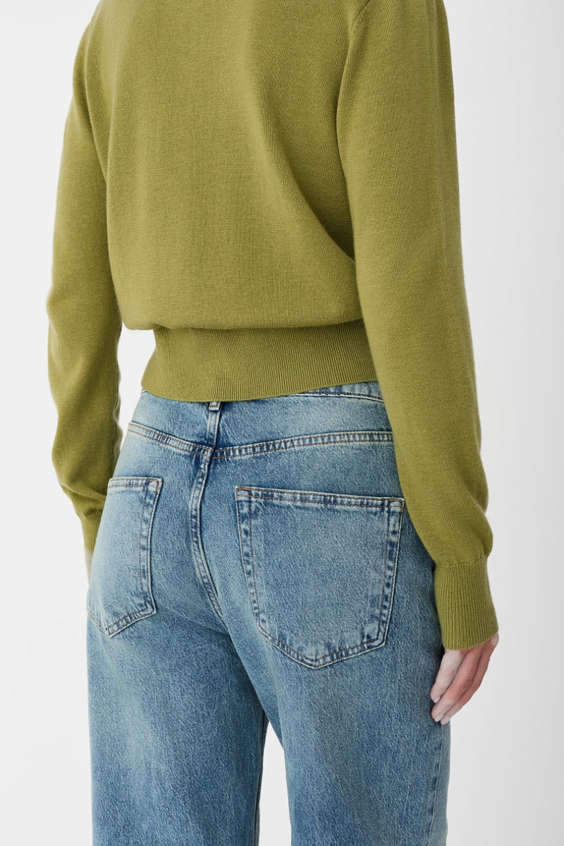 Джинсы прямые с завышенной посадкой Ricoco, цвет: грязно-голубой, 3066/4 купить онлайн