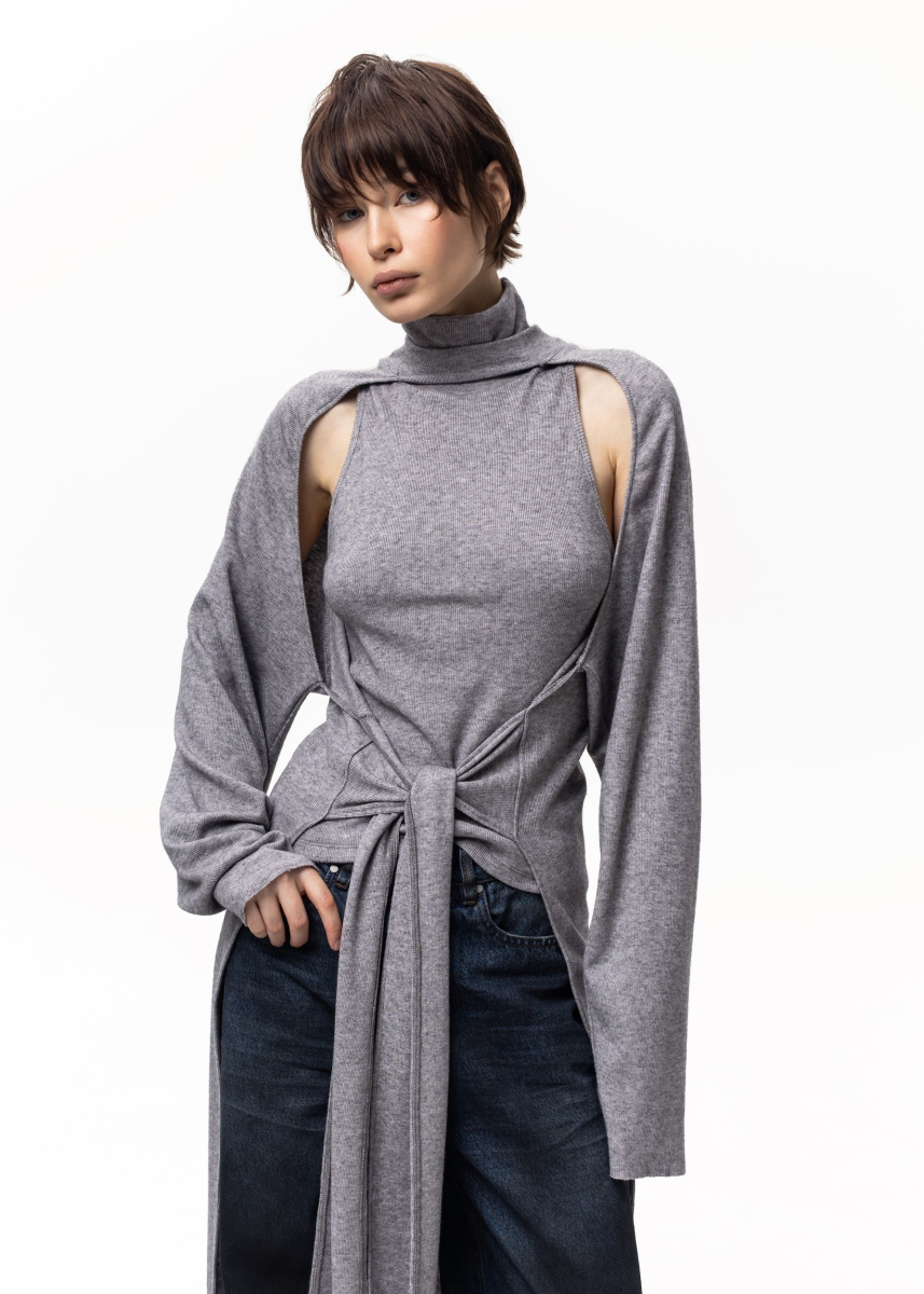 Джемпер с открытой спиной из вискозы ASYA SEMYONOVA, цвет: grey, 00-00002505 со скидкой купить онлайн