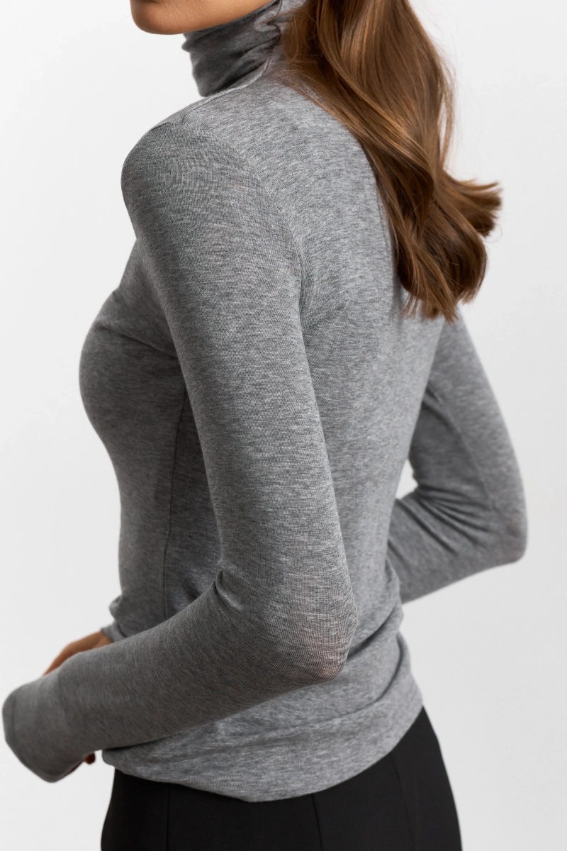 Водолазка из тенсела и шерсти Ricoco, цвет: серый меланж, 6090/3 купить онлайн