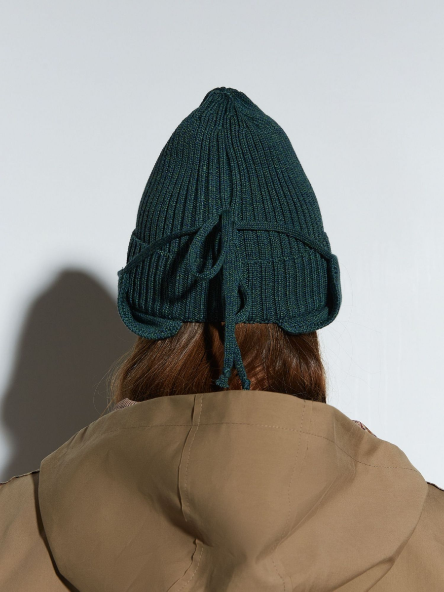 Шапка с ушками из мериноса AROUND, цвет: синий/зеленый меланж 111_13M093 купить онлайн