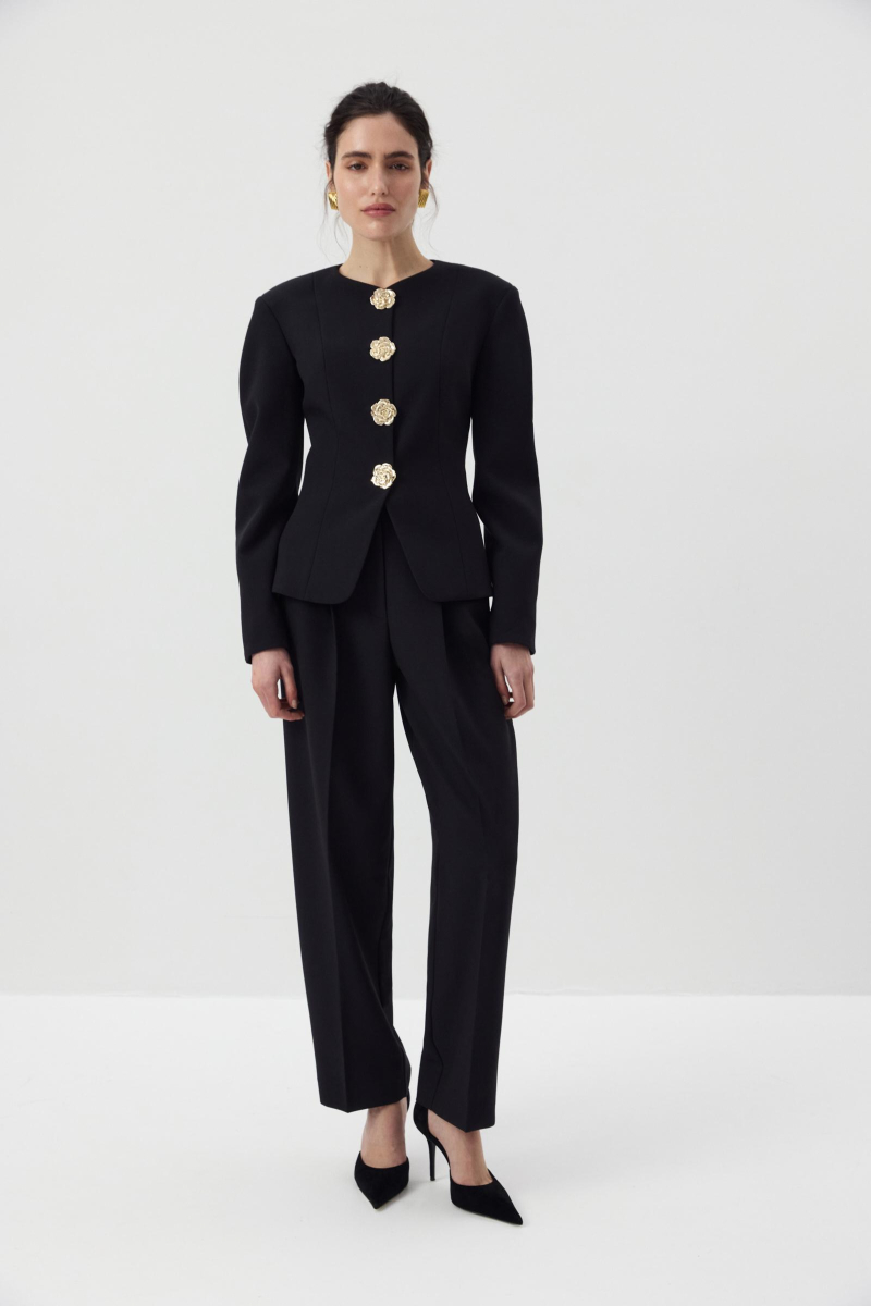 Жакет О-силуэта приталенный Charmstore, цвет: Черный, 109-460103-880 купить онлайн