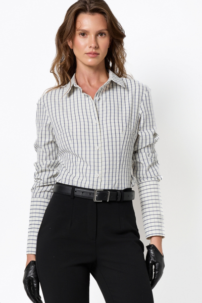 Рубашка приталенного кроя с акцентными манжетами Ricoco, цвет: голубой, 7055/2 купить онлайн