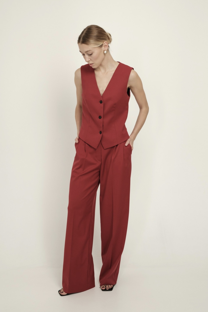 Брюки палаццо НИ ИМЕНИ, НИ ПОХОЖИХ, цвет: красный, 00-00000287 купить онлайн