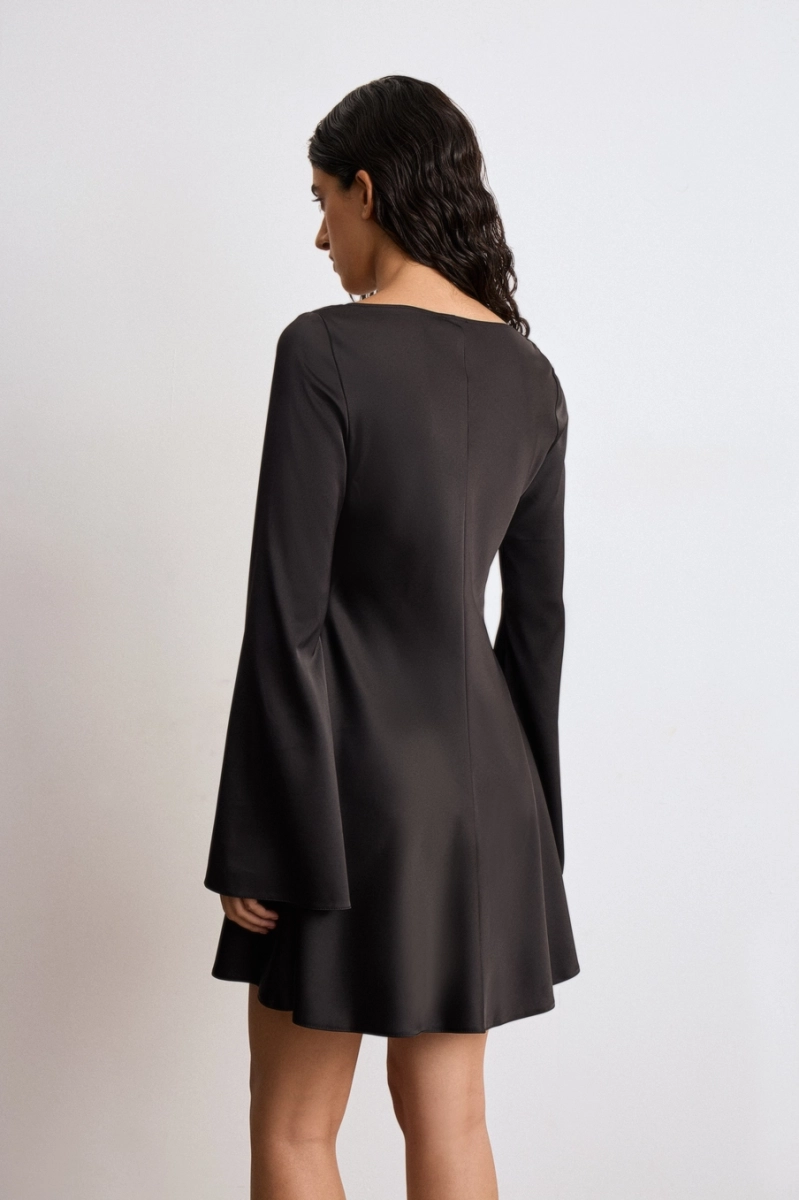 Платье с квадратным вырезом из сатина Mollis, цвет: Черный, 16-09-3518/1 купить онлайн