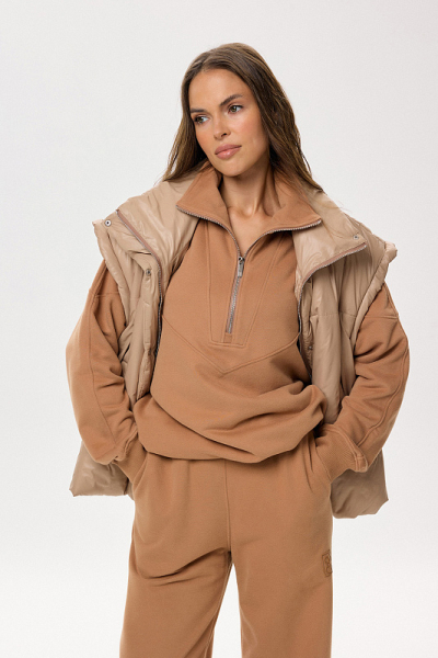 Свитшот на молнии с бархатистым эффектом ABDA, цвет: карамель, 932501401440 купить онлайн