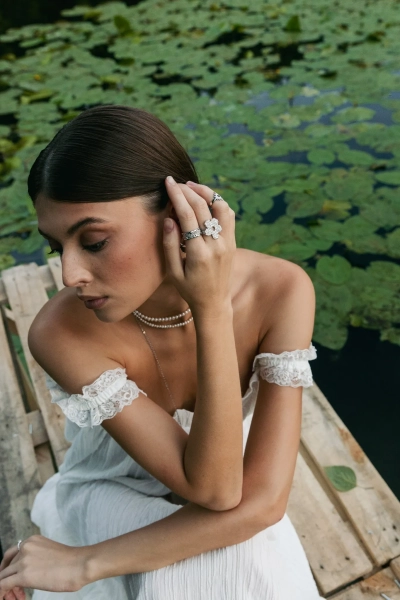 Серебряное кольцо «Вышивка» цветок SBLESKOM, цвет: серебро, 11854 купить онлайн