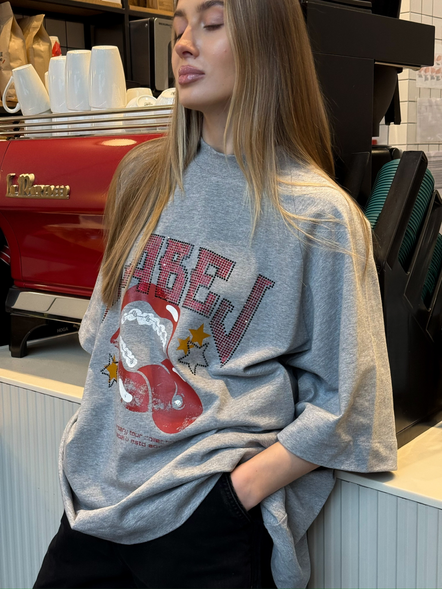 Футболка со стразами GRAY MELANGE Label .B, цвет: GRAY MELANGE, Tp.04.3.5536.1125GRM купить онлайн