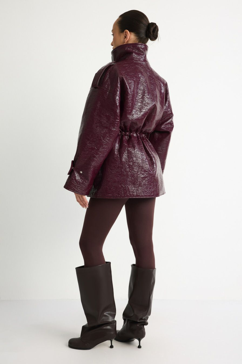 Парка из лаковой экокожи TOPTOP, цвет: Бордовый, TTS.045.18555.330 купить онлайн