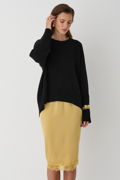 Свитер О- образный из шерсти и кашемира Ricoco, цвет: Черный, 5065/4 купить онлайн