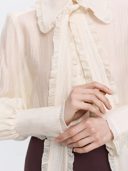 Полупрозрачная блуза ANNA PEKUN, цвет: кремовый,  купить онлайн