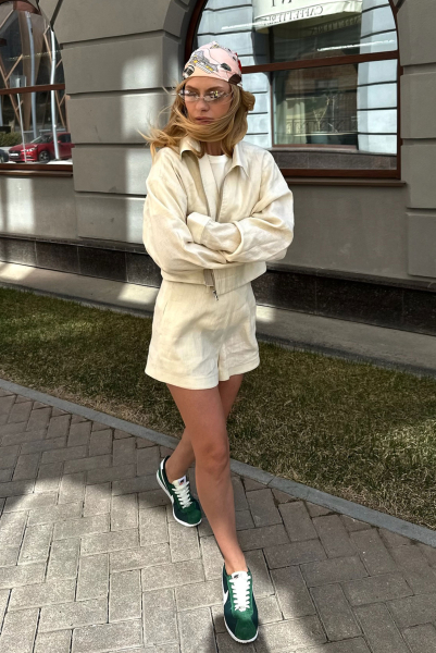 Шорты на высокой посадке изо льна BEIGE Label .B, цвет: BEIGE, Pt.13.4.3121/2BG купить онлайн