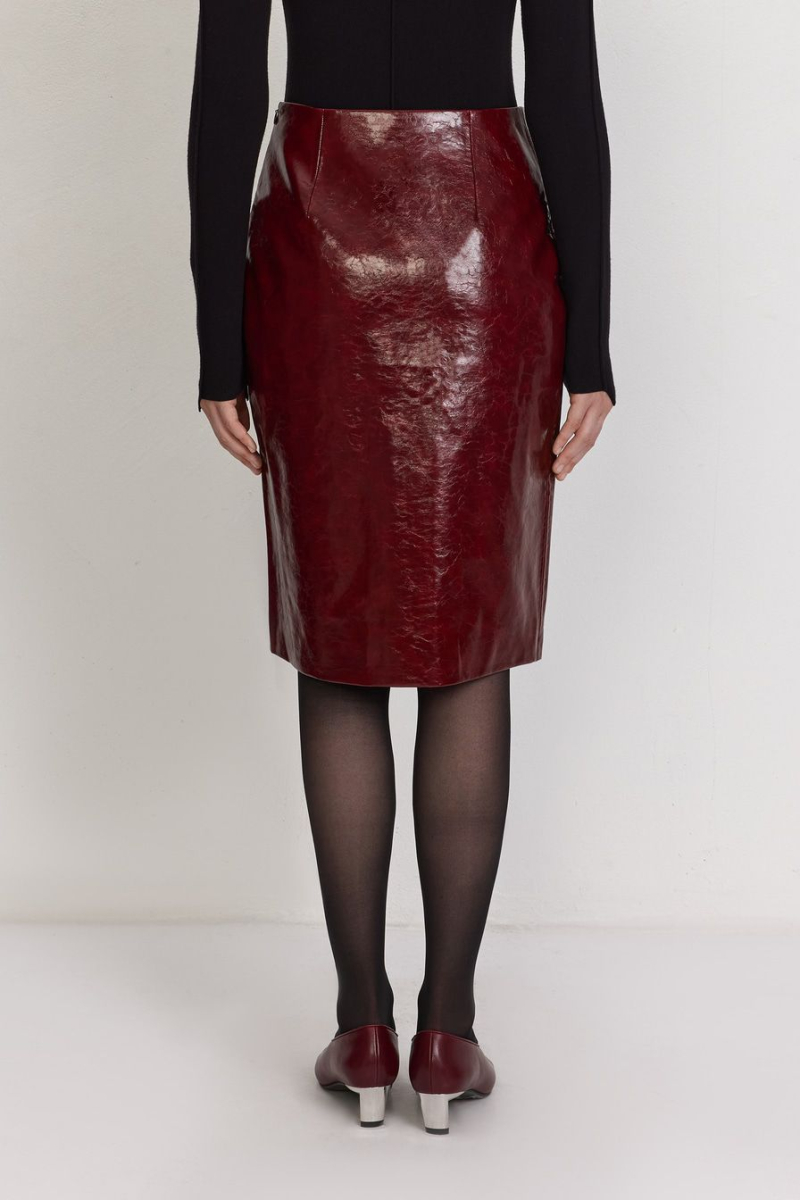 Юбка из экокожи TOPTOP, цвет: Бордовый, TT.071.16927.330 купить онлайн