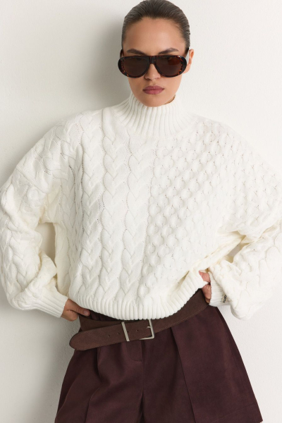 Свитер из смесового хлопка TOPTOP, цвет: молочный, TT.050.18252.120 купить онлайн