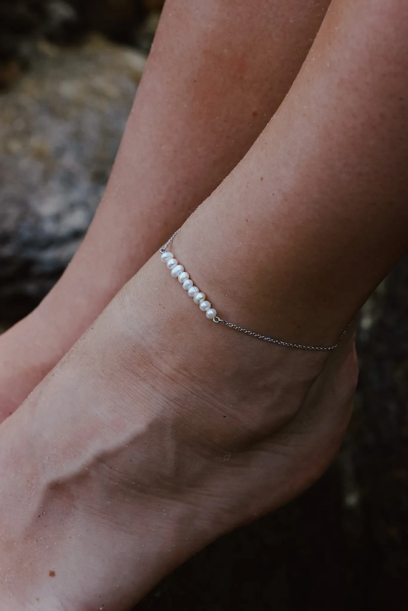 Серебряный браслет на ногу "Base Pearl" SBLESKOM, цвет: серебро, 11358 купить онлайн