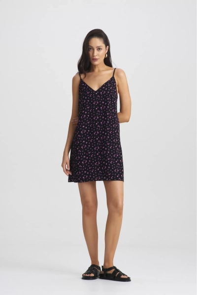 Платье мини на регулируемых бретелях Floral Black
