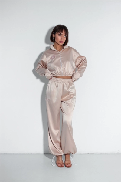 Бомбер из атласа GARCHIT, цвет: бежевый, GARAtlBombBeg купить онлайн