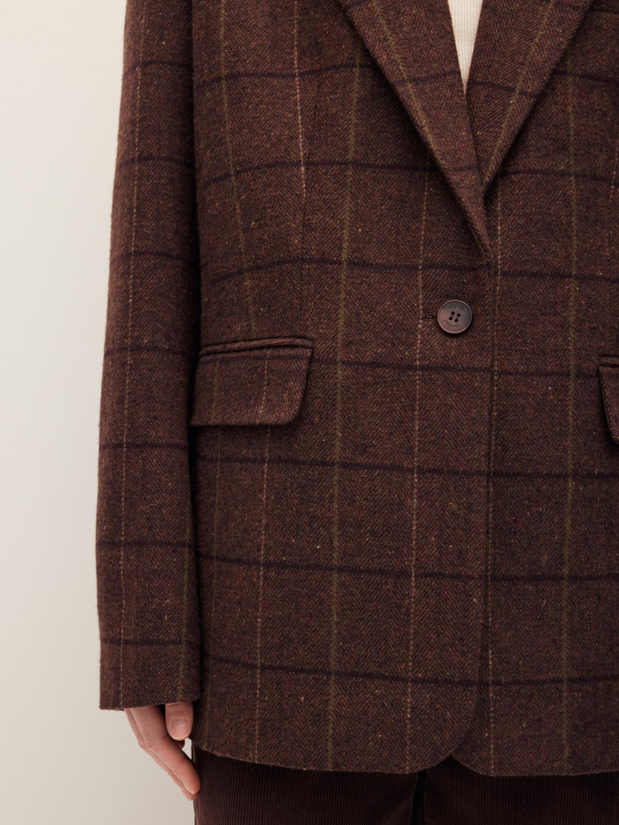 Жакет твидовый в клетку Chaika, цвет: коричневый, AW25BZ01-145 купить онлайн