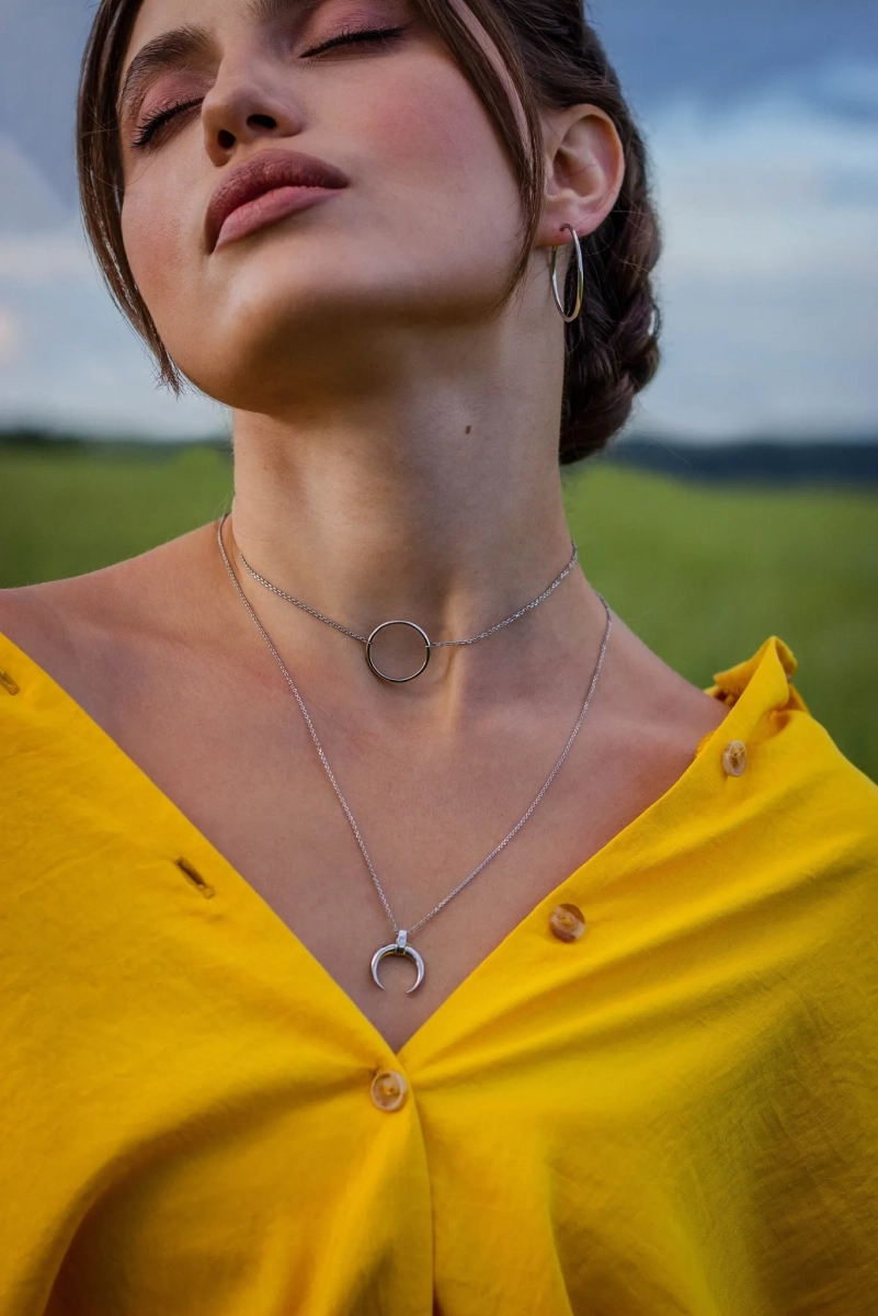 Серебряное колье на цепочке с кольцом SBLESKOM, цвет: серебро, 10491 купить онлайн