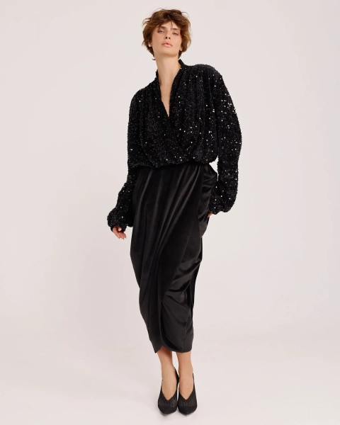 Блуза из пайеток BLACK Anmuse, цвет: Черный, BL25W217-BLC купить онлайн