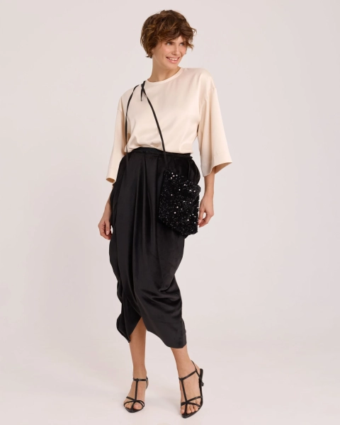 Футболка из атласа PEARL Anmuse, цвет: кремовый, TSH23W52-PRL купить онлайн