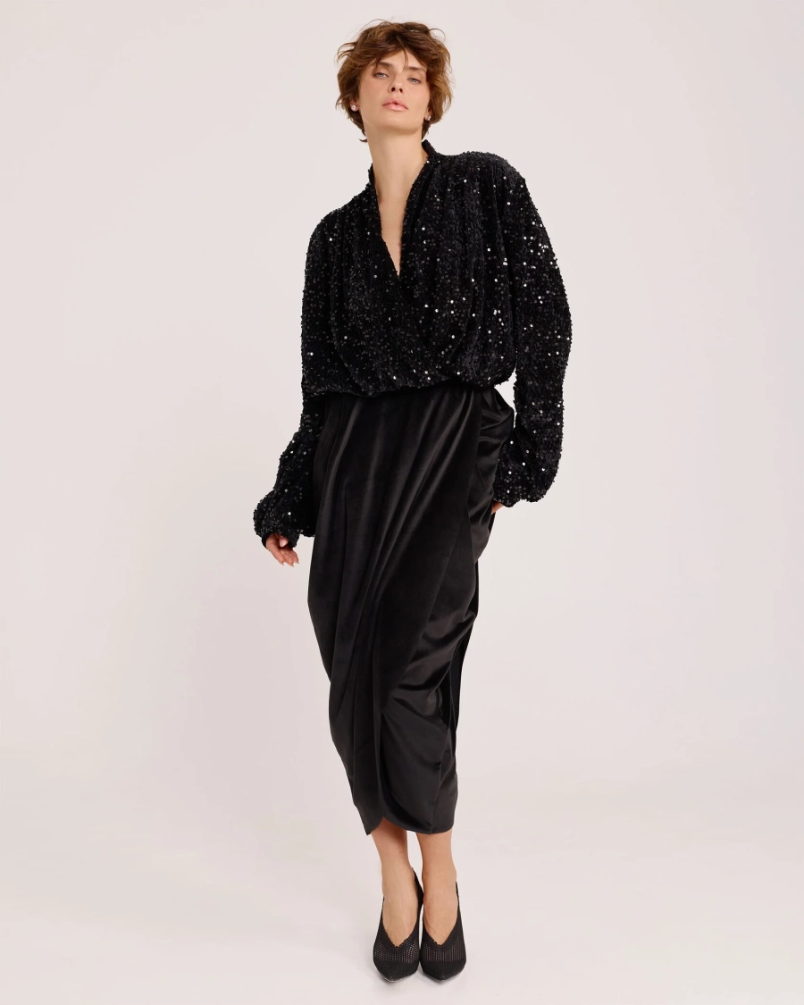 Блуза из пайеток BLACK Anmuse, цвет: Черный, BL25W217-BLC купить онлайн