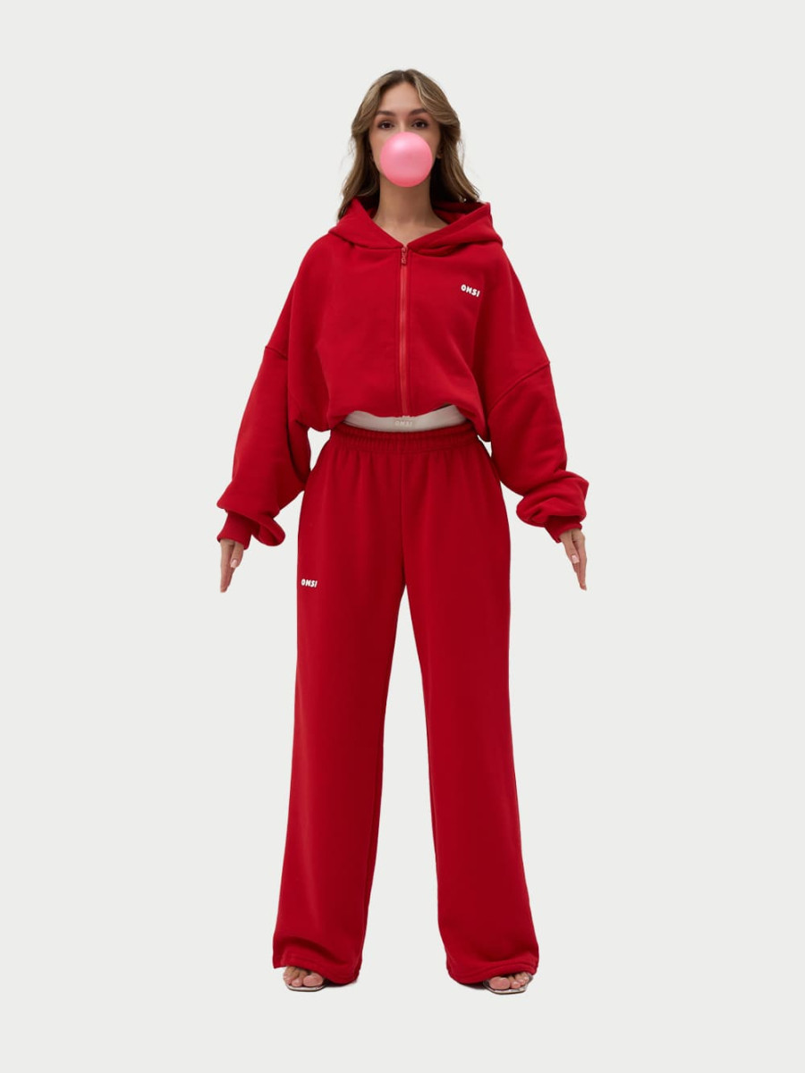 Crop Худи утепленное с кулиской ONSI, цвет: RED,  купить онлайн