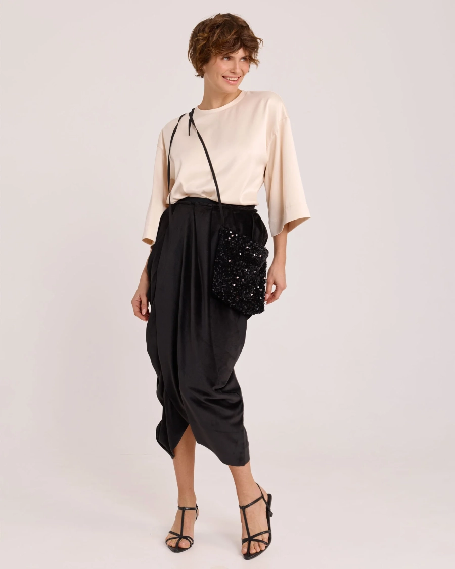 Футболка из атласа PEARL Anmuse, цвет: кремовый, TSH23W52-PRL купить онлайн