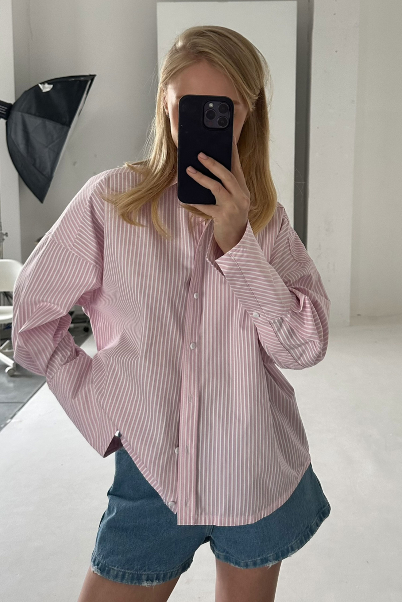 Рубашка объемная из хлопка LIGHT PINK