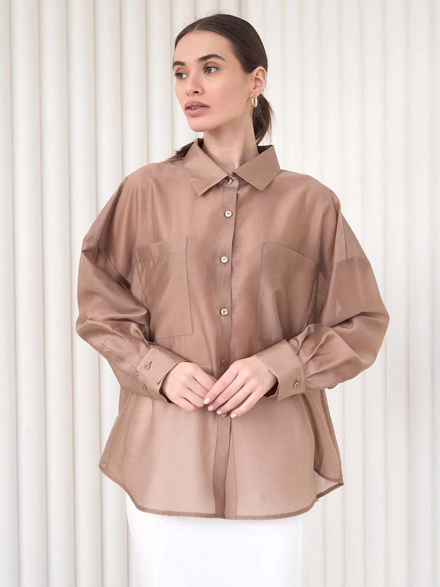 Блуза-рубашка воздушная I.B.W., цвет: карамель, BL030 купить онлайн