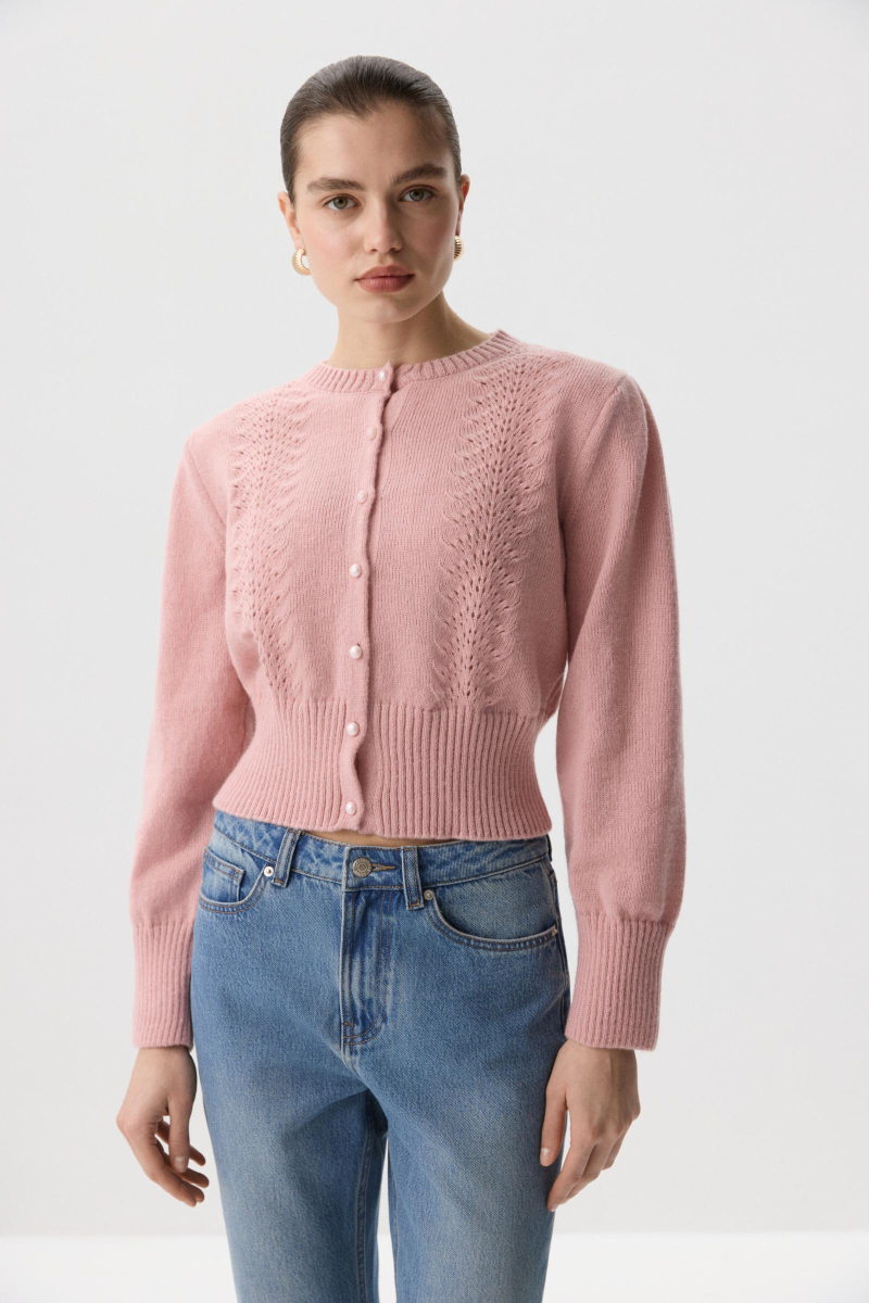 Кардиган с декоративным узором Charmstore, цвет: пудровый, 305-43685-227 купить онлайн