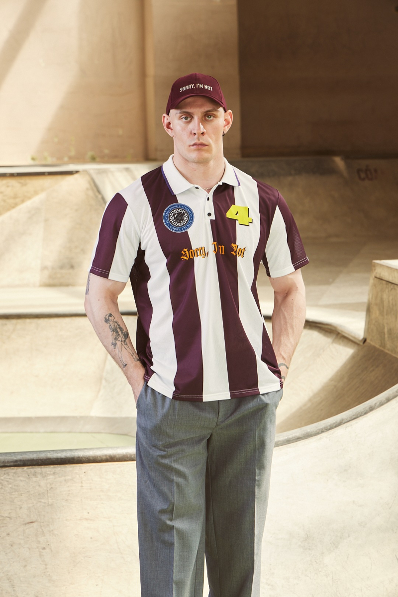 Футболка-поло STRIPES JERSEY SORRY, I’M NOT, цвет: Бордовый,  купить онлайн