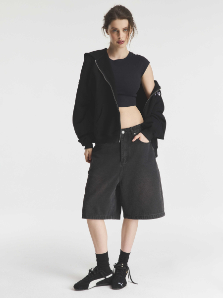 Зип-худи "Attitude matinale" Black Crop Fit