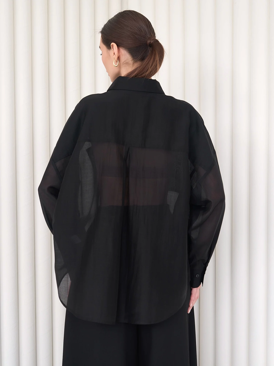 Блуза-рубашка воздушная I.B.W., цвет: Черный, BL030 купить онлайн