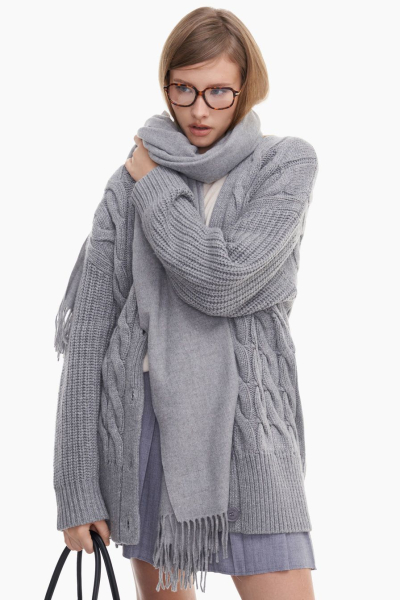 Шарф с бахромой TOPTOP, цвет: серый TT.607.15425.800 купить онлайн