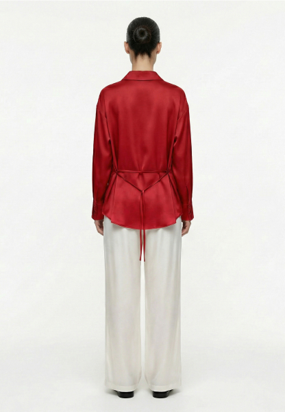 Рубашка из сатина с завязками REFERT, цвет: красный, 12-3494/3-2511 купить онлайн