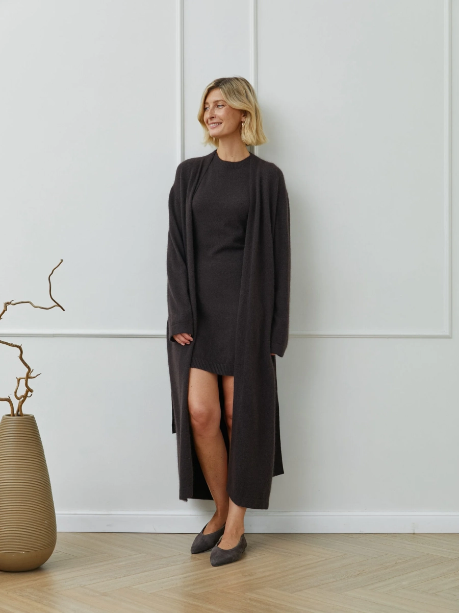 Кардиган длинный Pola Marou, цвет: коричневый, Mar4_2612 купить онлайн