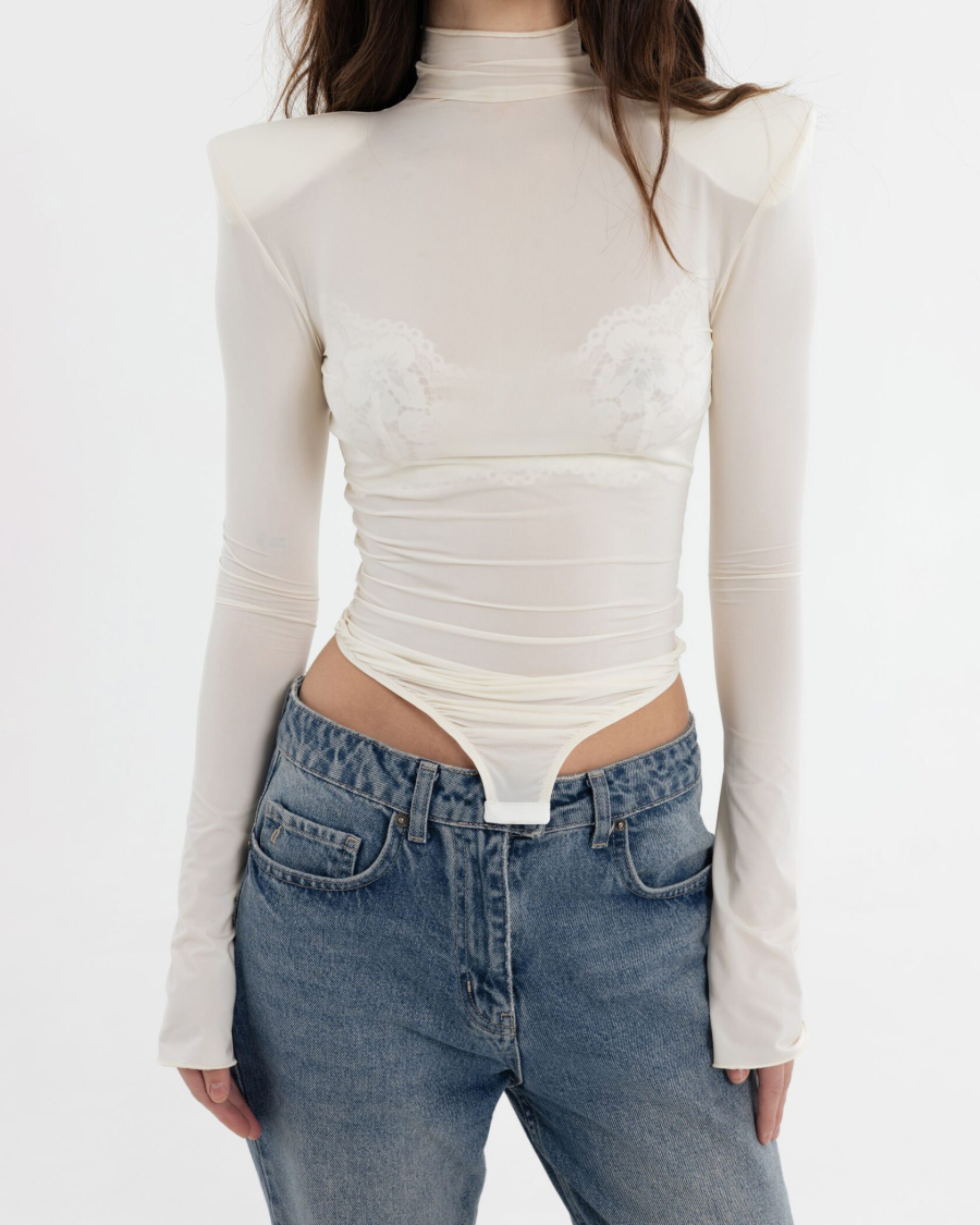 Облегающее боди YONSRU, цвет: молочный,  купить онлайн