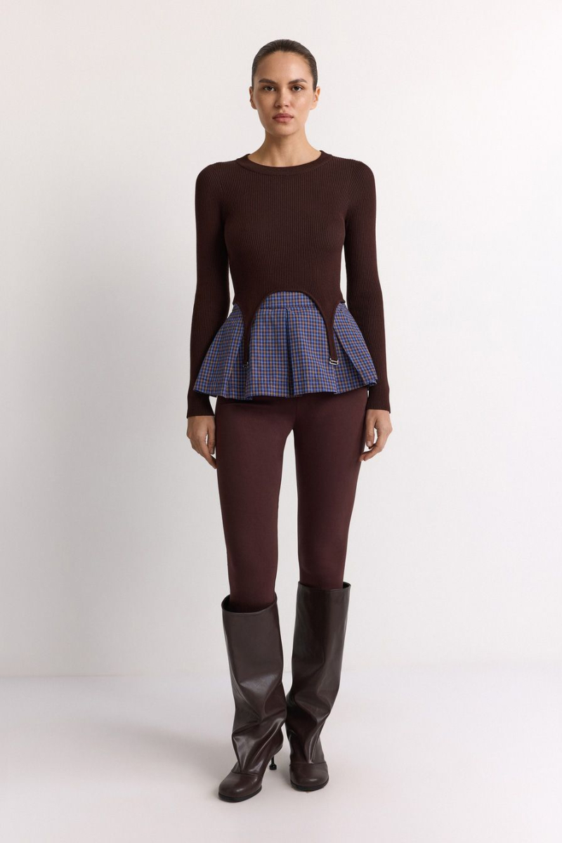 Джемпер с баской TOPTOP, цвет: коричневый, TT.050.17942.700 купить онлайн