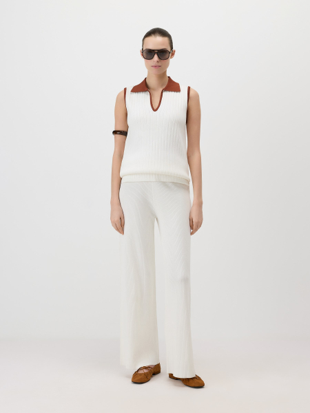 Прямой топ с разрезами Conso, цвет: молочный/терракотовый, KM 260736 - молочный/терракотовый купить онлайн