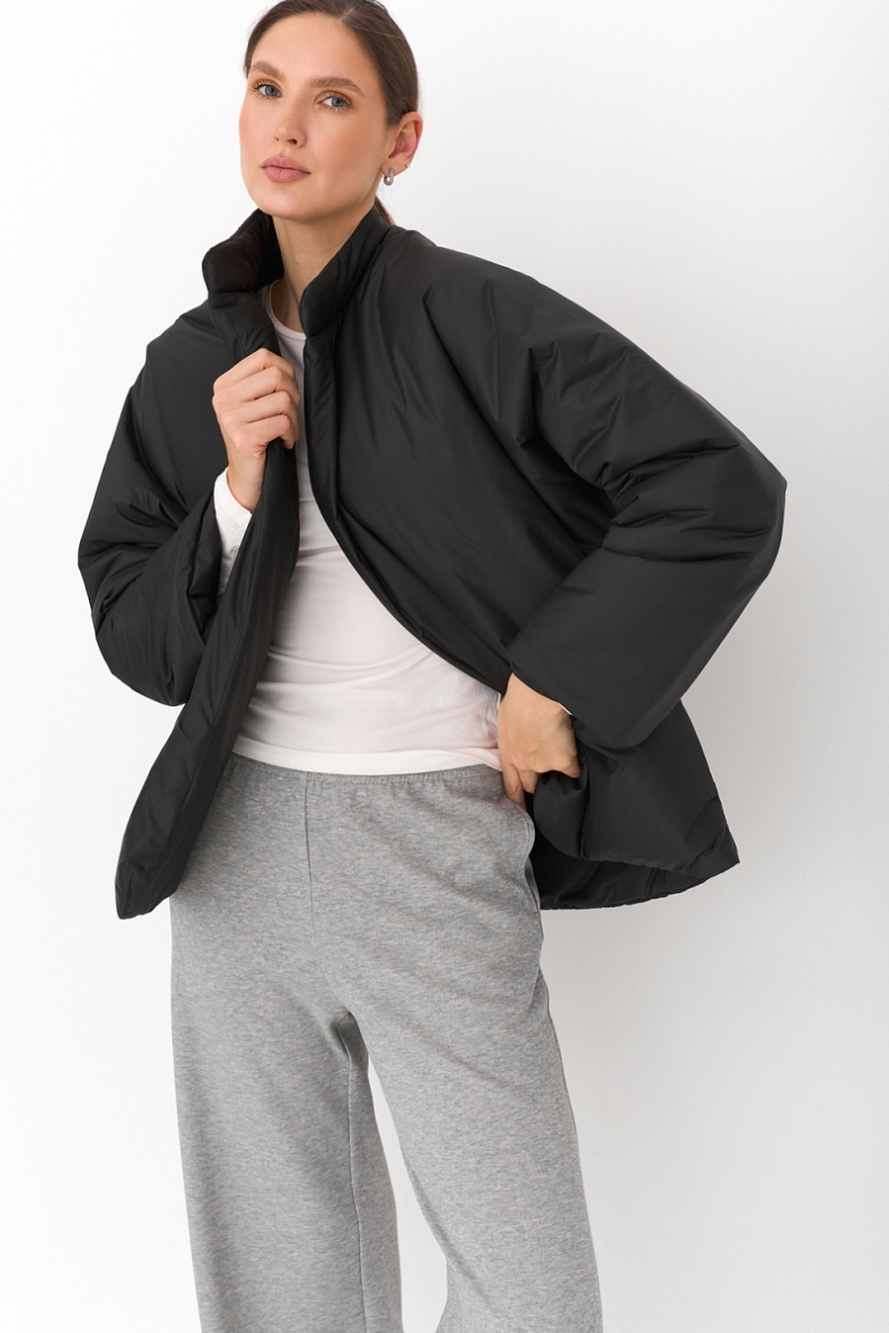 Куртка с цельнокроеным рукавом с поясом Ricoco, цвет: Черный, 3052/1 купить онлайн