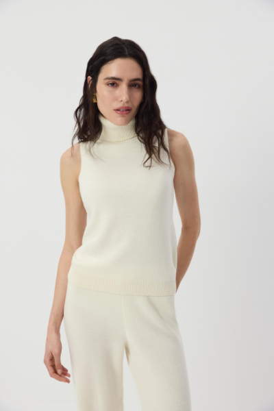 Топ с воротником-стойкой вязаный с шерстью