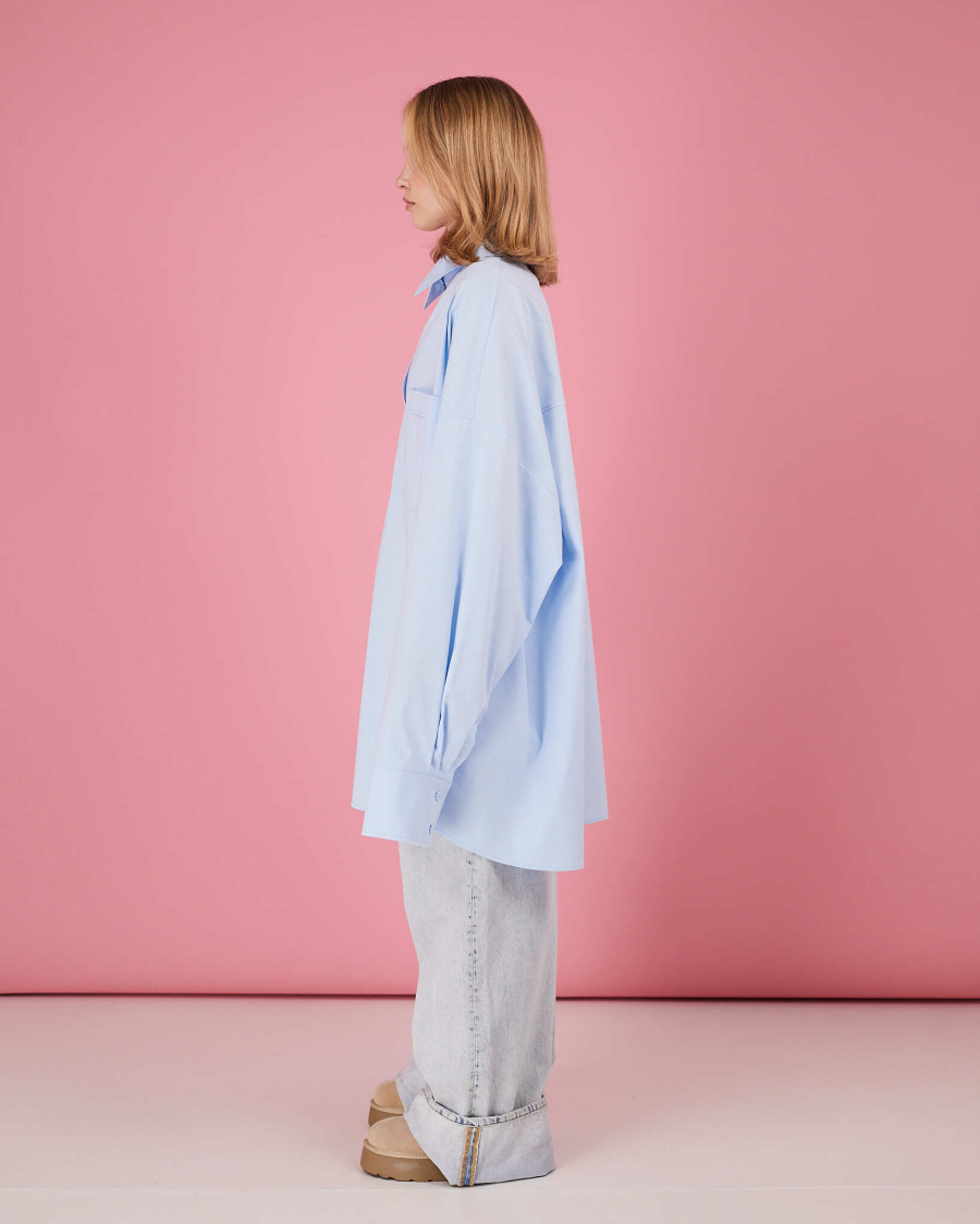 Рубашка макси овер #16 TABOO, цвет: голубой, Rub16 купить онлайн