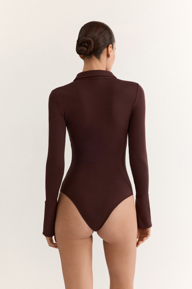 Боди из смесовой вискозы TOPTOP, цвет: коричневый, TT.022.17927.700 купить онлайн