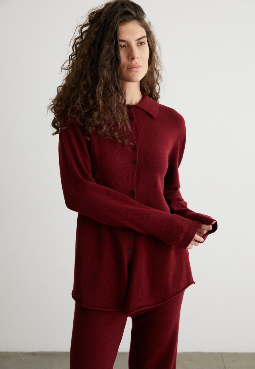 Рубашка трикотажная (шерсть) Marou, цвет: Бордовый, Mar3_2407 купить онлайн
