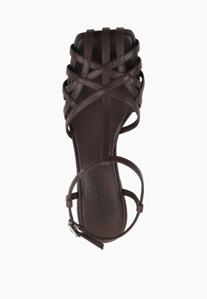 Босоножки из натуральной кожи на широком каблуке SBALO, цвет: коричневый STR19 купить онлайн