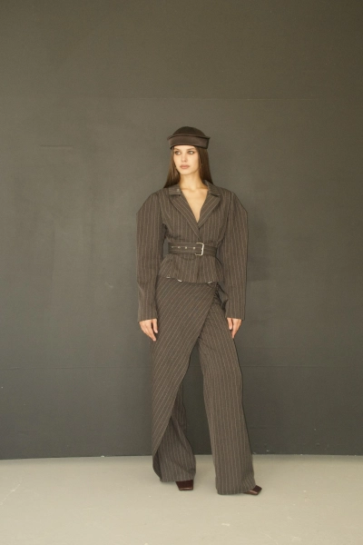 Пиджак приталенный в полоску BARDAK, цвет: серый, НФ-00000068 купить онлайн