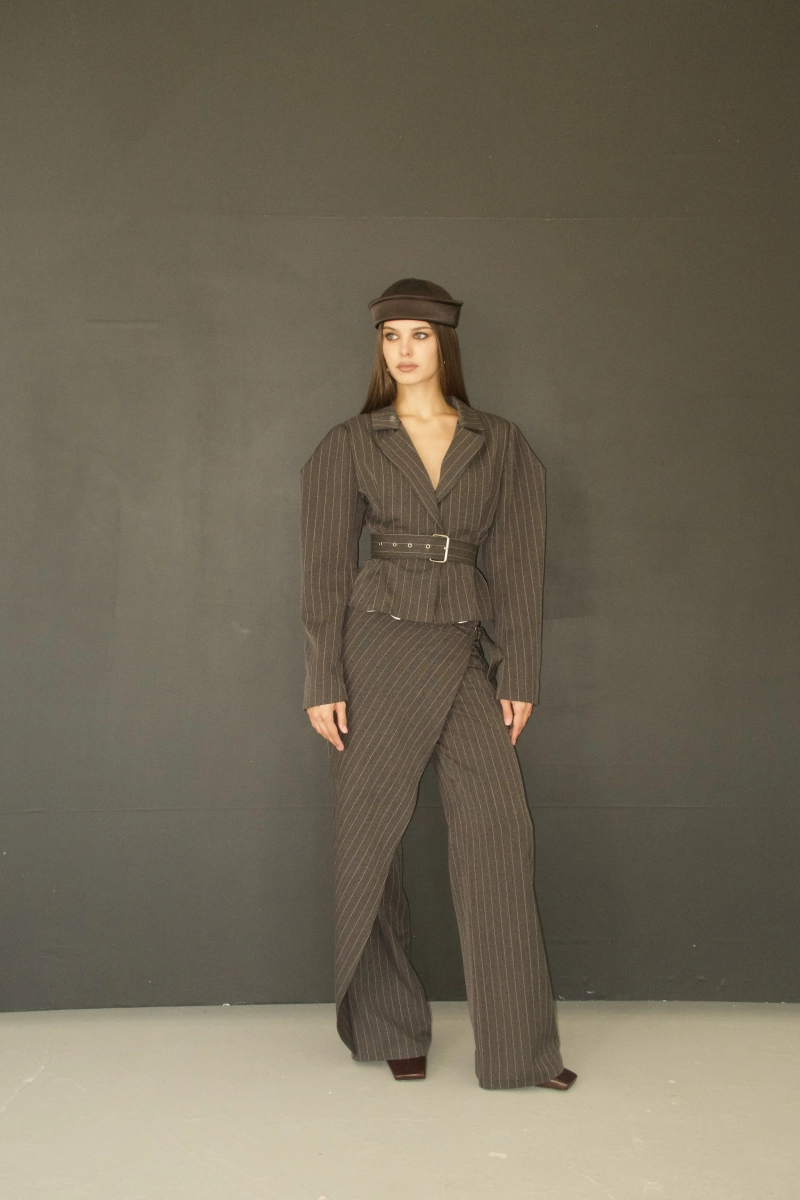 Пиджак приталенный в полоску BARDAK, цвет: серый, НФ-00000068 купить онлайн