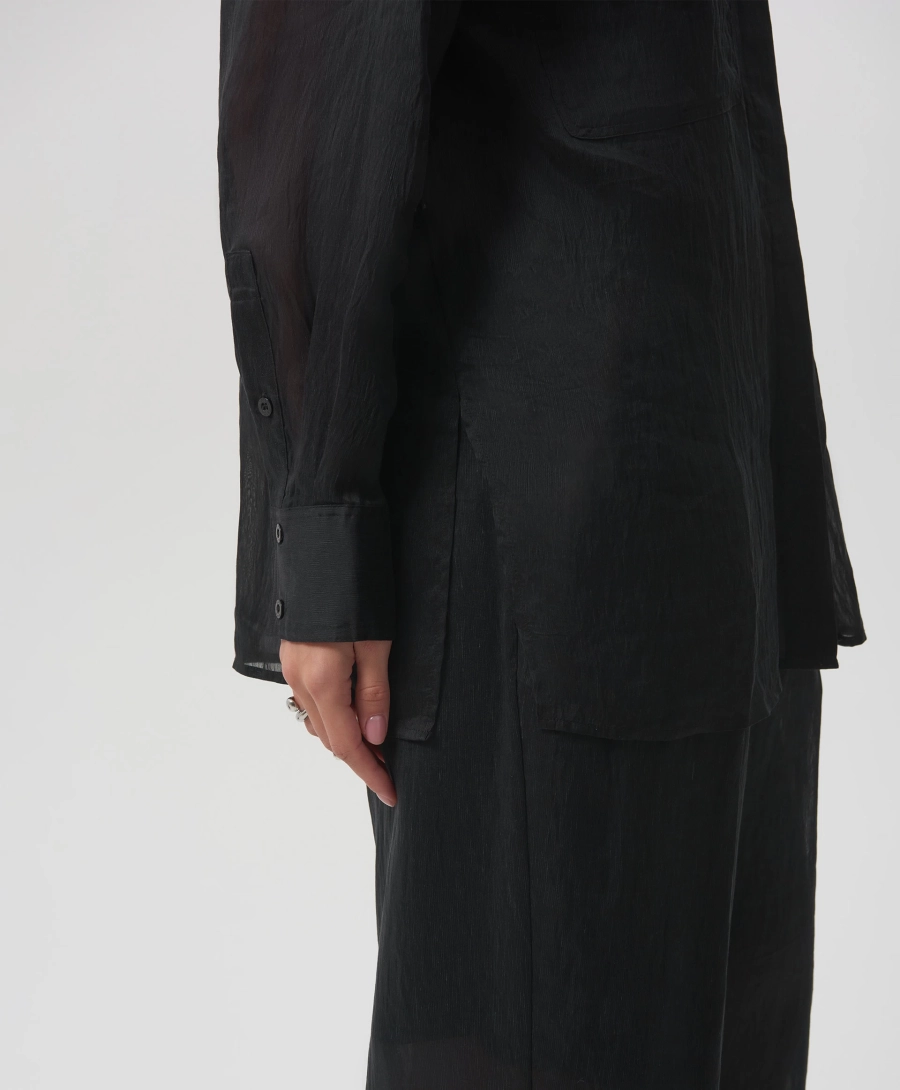 Блузка силуэта умеренный оверсайз GLVR, цвет: Черный, 125G21GAC2212 купить онлайн