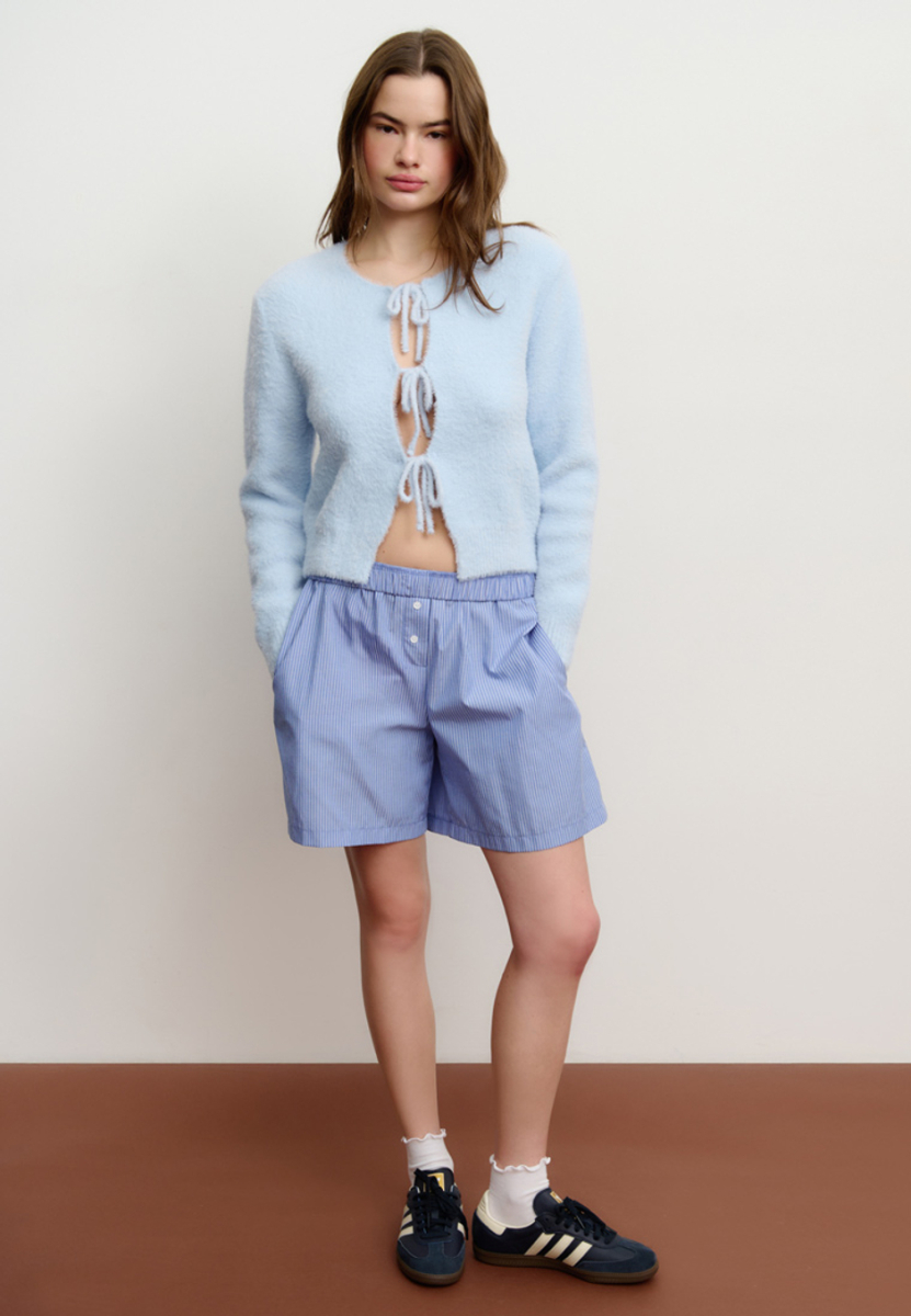 Кардиган на завязках с ворсом Mollis, цвет: голубой, 17-30-3849/2 купить онлайн