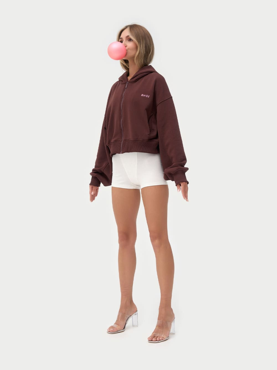 Худи на молнии ONSI, цвет: шоколад,  купить онлайн